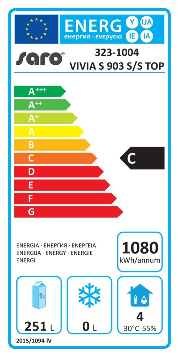 kühltisch, 3 türen, modell vivia s 903 s/s top 251 liter, +2/+8 °c saro