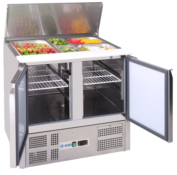 saladette kbs 900 – 247 l, edelstahl, mit schneidbrett – kbs