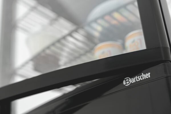 mini kühlvitrine 75l2t – 75 l, schwarz, gewölbte flügeltüren – bartscher