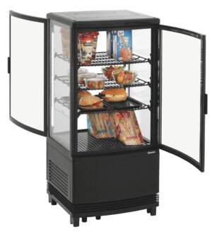 mini kühlvitrine 75l2t – 75 l, schwarz, gewölbte flügeltüren – bartscher