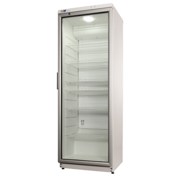 glastürkühlschrank cd 350 – 350 l, weiß, mit schloss & led beleuchtung – kbs