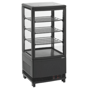 mini kühlvitrine 75l2t – 75 l, schwarz, gewölbte flügeltüren – bartscher
