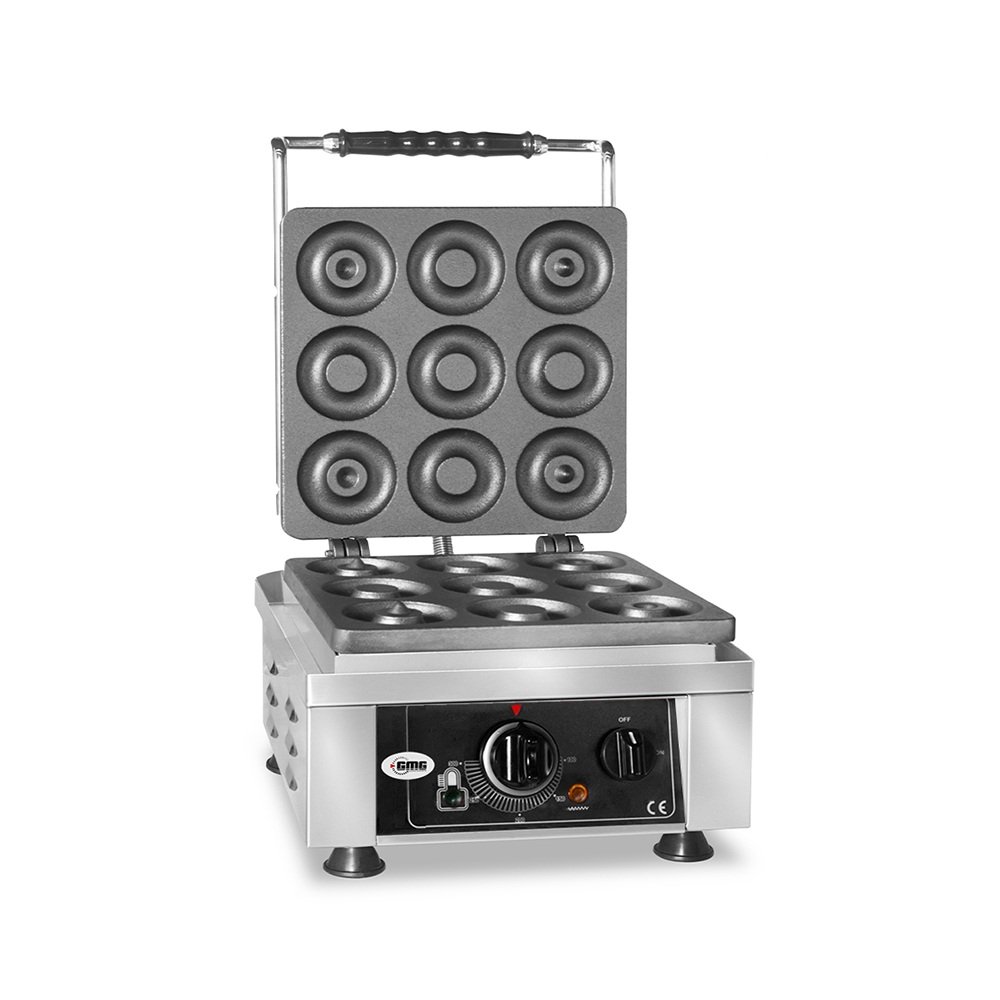 GMG Waffeleisen Donato – 1x (Ø 9 x 8 cm x 1,4 cm / 2,8 cm), 50° bis 300°C Feste Backplatte aus Gusseisen, Fettfangrinne