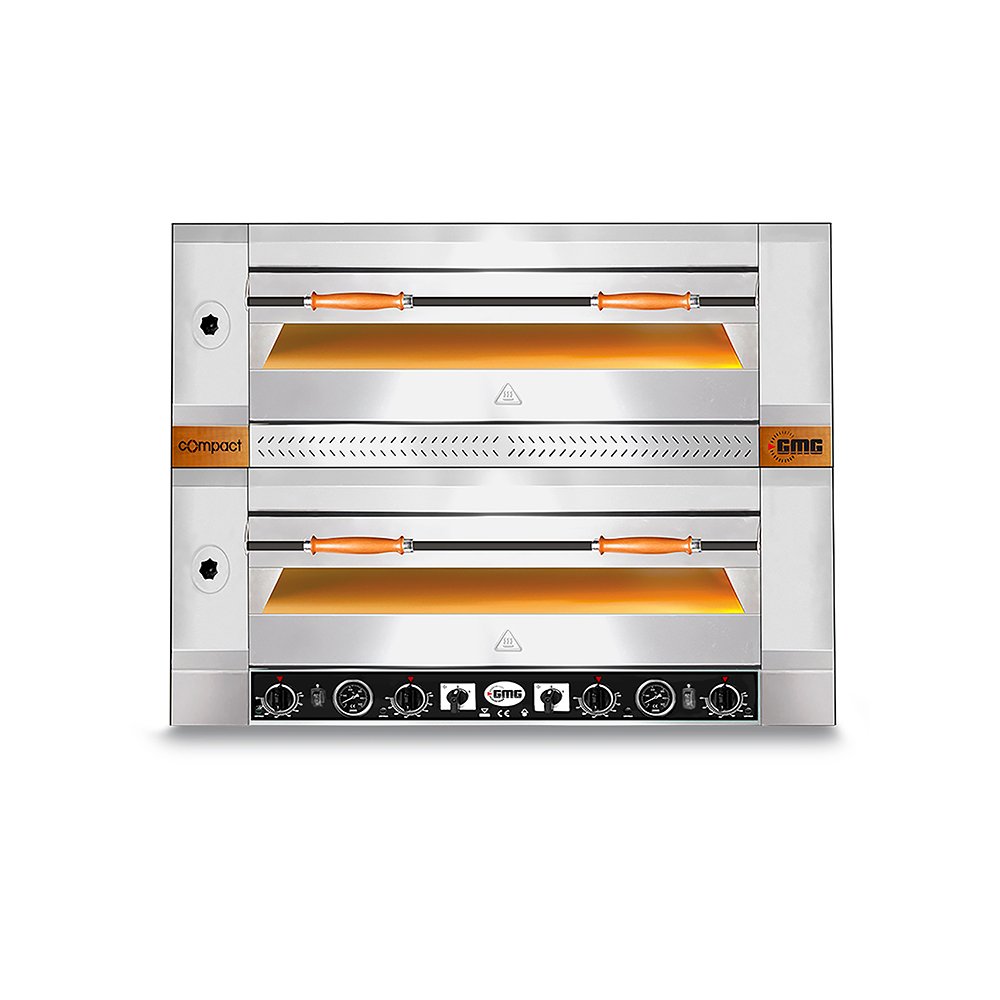 GMG Pizzaofen – 6+6x Ø 30 cm, 12 kW 400 V, Bedienelement unten, Mit Schamottsteinboden, 2 Backkammern
