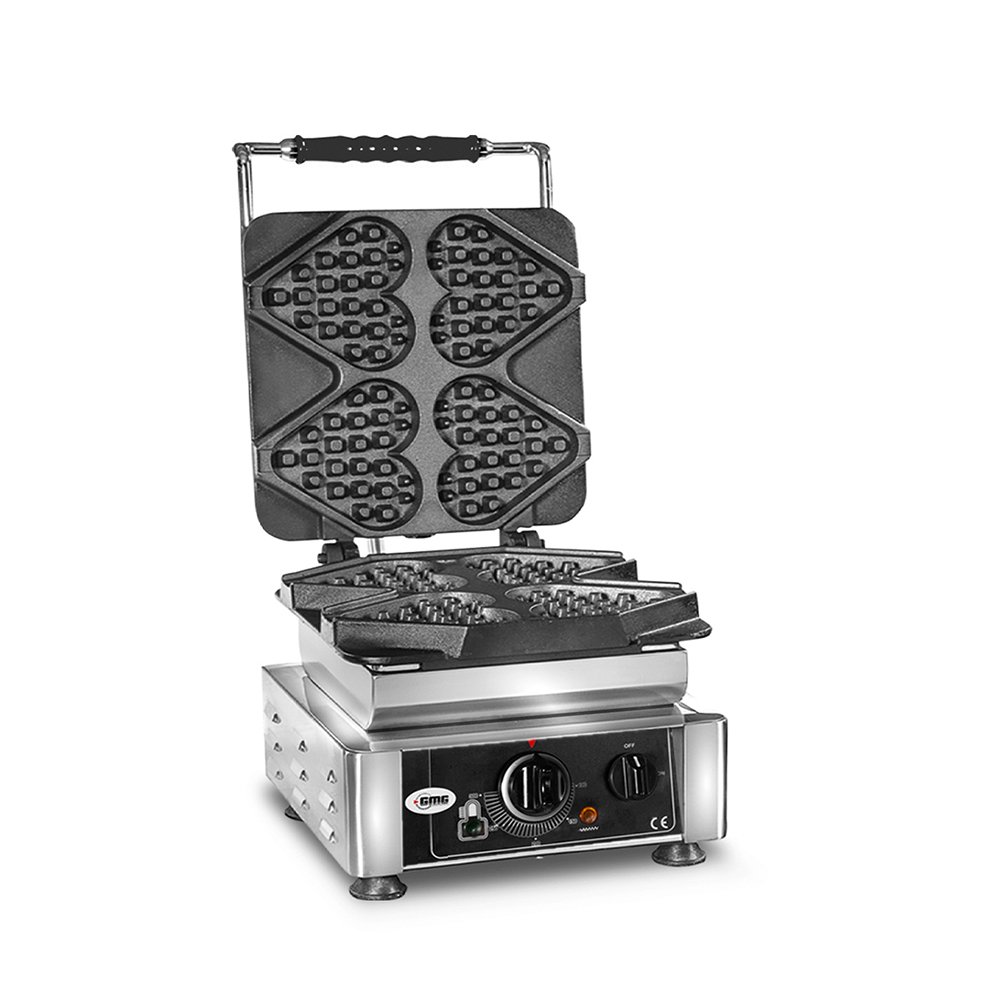 GMG Waffeleisen Ti amo – 4x (13,2 x 12,5 x 2,8 cm), Wechselbare Backplatte & einfache Montage, 50° bis 300°C, Leichte Reinigung