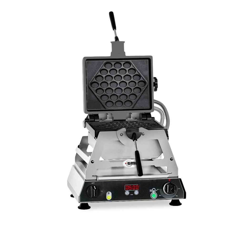 GMG Waffeleisen Rondo – 1x (20 x 20 x 1,4 cm), Wechselbare Backplatte aus Gusseisen, 180° drehbar, 50° bis 300°C, Gehäuse Edelstahl, Mit Timer