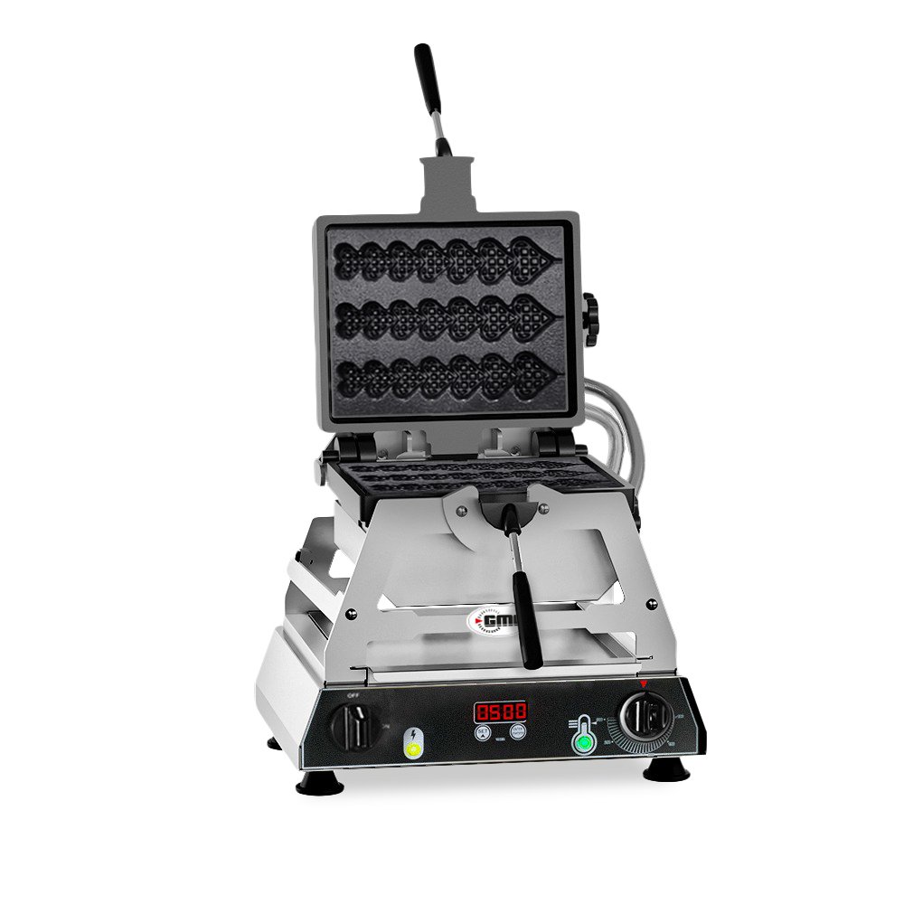 GMG Waffeleisen Rondo – 3x (6 x 20 x 1,4 cm), Wechselbare Backplatte aus Gusseisen, 180° drehbar, 50° bis 300°C, Gehäuse Edelstahl, Mit Timer