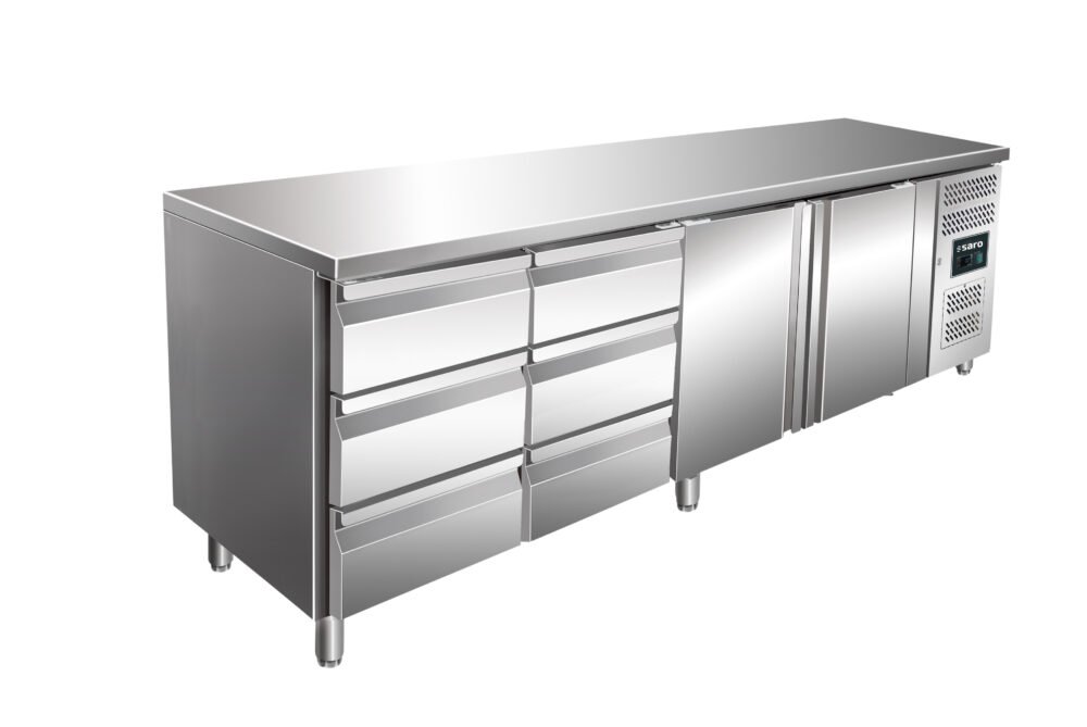 SARO Kühltisch mit 2 Türen und 2x 3er Schubladenset, Modell KYLJA 4150 TN