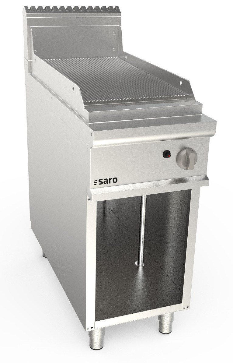 SARO Gasgriddleplatte 400 mm breit Standgerät gerillt Modell LQ / FTG2BAR