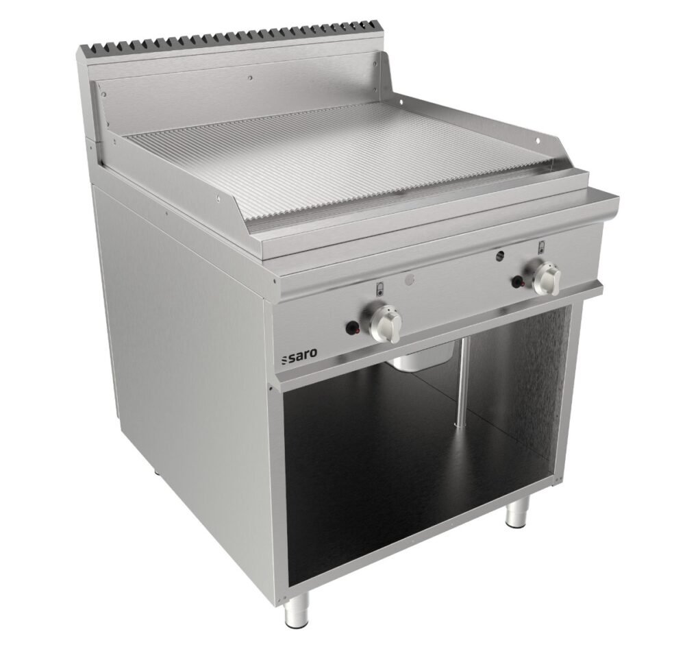 SARO Gasgriddleplatte 800 mm breit Standgerät gerillt Modell LQ / FTG4BAR