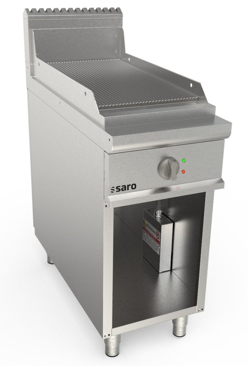 SARO Elektrogriddleplatte 400 mm breit Stand gerillt Modell LQ / FTE2BAR