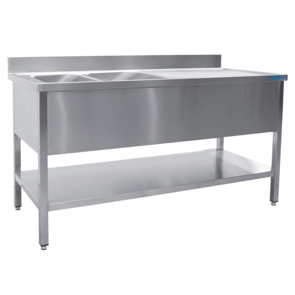 SARO Spültisch 2 Becken, links - B 1800 x T 600 mm