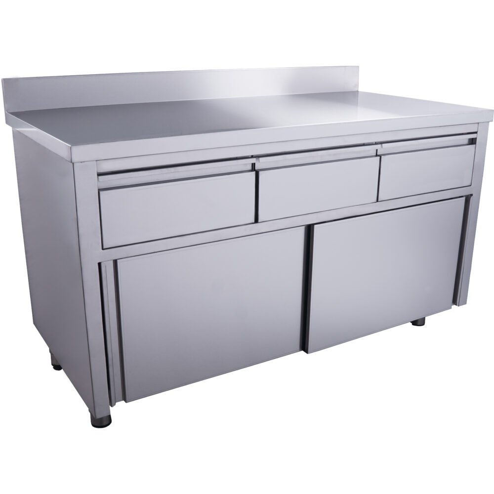 SARO Schiebetürenschrank mit 3 Schubladen und Aufkantung, 1400X700mm