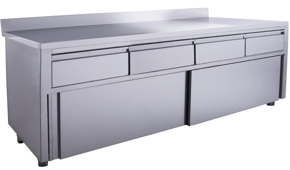 SARO Schiebetürenschrank mit 4 Schubladen und Aufkantung, 1800X700mm