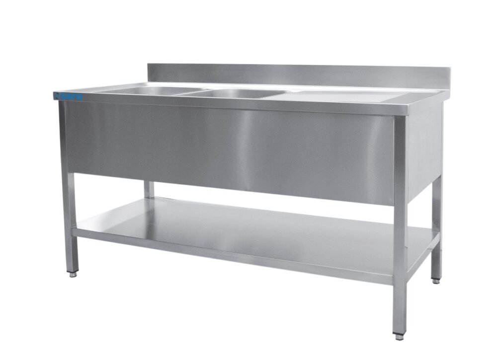 SARO Spültisch 2 Becken, links - B 1400 x T 700 mm